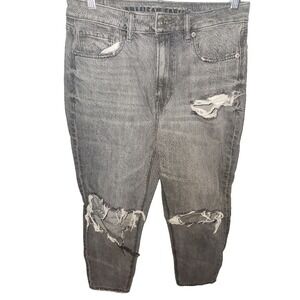 American Eagle Outfitters Women's Gray Distressed Mom Jeans Size 6 Short‎